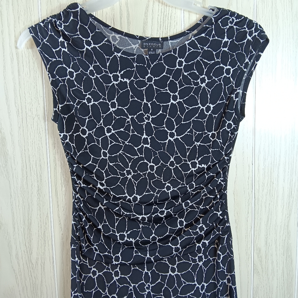 Enfocus Studio Black and White Floral Dress Size 4 Madi Sleeveless business - Picture 2 of 10